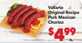 Vallarta Supermarkets Vallarta Original Recipe Pork Mexican Chorizo offer