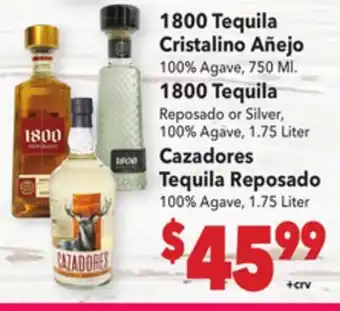 Vallarta Supermarkets 1800 Tequila Cristalino Añejo offer
