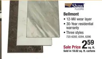 Menards Shaw Bellmont Valor 12 x 24.01 Floating Luxury Vinyl Tile Flooring (18.02 sq.ft/ctn) offer