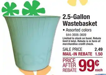 Menards Starplast Green 2.5 Gallon Wastebasket offer