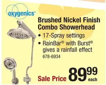 Menards Oxygenics RainBar with Burst 17-Spray Setting Brushed Nickel Rain Showerhead with Handheld Showerhead offer