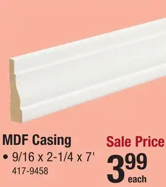 Menards Mastercraft 9/16 x 2-1/4 x 7' Primed MDF Colonial Casing 356 offer