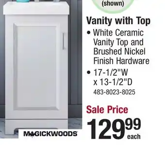 Menards MagickWoods Keyport 17-1/2W x 13-1/2D Gray Vanity and White Ceramic Vanity Top with Rectangular Integrated Bowl offer