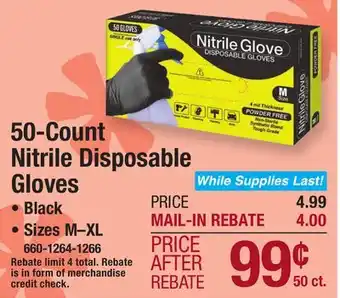 Menards Medium Powder-Free Disposable Nitrile Gloves - 50 Count offer