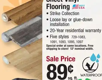 Menards Mohawk Strike Barn House Sheet Vinyl 12' Wide offer