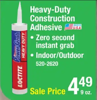 Menards Loctite Power Grab Heavy Duty Construction Adhesive - 9 oz offer