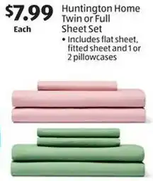 Aldi Huntington Home Twin or Full Sheet Set offer