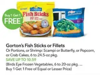 Publix Gorton's Fish Sticks or Fillets offer