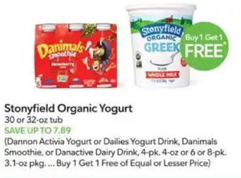 Publix Stonyfield Organic Yogurt offer