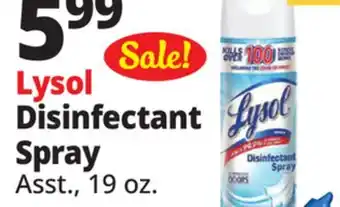 Ocean State Job Lot Lysol Crisp Linen Disinfectant Spray, 19 oz offer