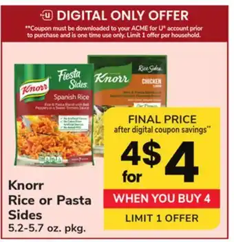 ACME Knorr Rice or Pasta Sides offer