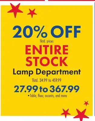 Boscov's ENTIRE STOCK Lamp Department offer