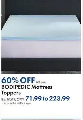 Boscov's BODIPEDIC Mattress Toppers offer