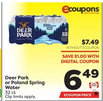 Weis Markets Deer Park or Poland Spring Water offer