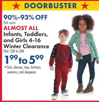 Boscov's Infants, Toddlers, and Girls 4-16 Winter Clearance offer