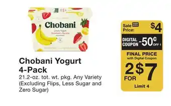 Fairway Store Market Chobani Yogurt 4-Pack offer