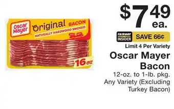 Fairway Store Market Oscar Mayer Bacon offer