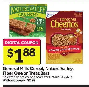 Stop&Shop General Mills Cereal, Nature Valley, Fiber One or Treat Bars offer