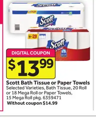 Stop&Shop Scott Bath Tissue or Paper Towels offer