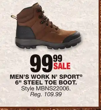 Blain's Farm & Fleet MEN'S WORK N' SPORT 6 STEEL TOE BOOT offer