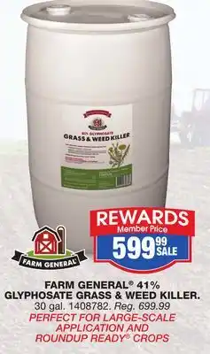 Blain's Farm & Fleet FARM GENERAL 41% GLYPHOSATE GRASS & WEED KILLER offer
