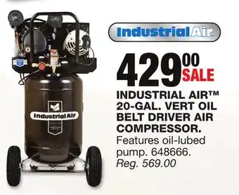 Blain's Farm & Fleet INDUSTRIAL AIR 20-GAL. VERT OIL BELT DRIVER AIR COMPRESSOR offer