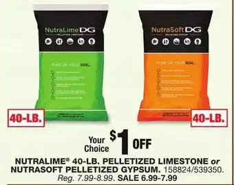 Blain's Farm & Fleet NUTRALIME 40-LB. PELLETIZED LIMESTONE or NUTRASOFT PELLETIZED GYPSUM offer