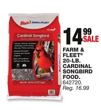 Blain's Farm & Fleet FARM & FLEET 20-LB. CARDINAL SONGBIRD FOOD offer