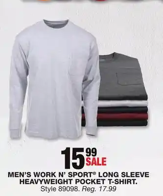Blain's Farm & Fleet MEN'S WORK N' SPORT LONG SLEEVE HEAVYWEIGHT POCKET T-SHIRT offer