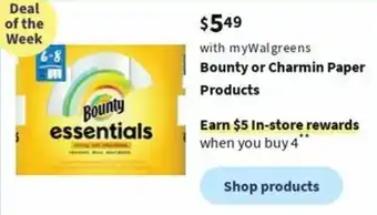 Walgreens Bounty or Charmin Paper Products offer