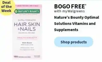 Walgreens Nature's Bounty Optimal Solutions Vitamins and Supplements offer