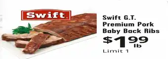 Brookshire Brothers Swift G.T. Premium Pork Baby Back Ribs offer