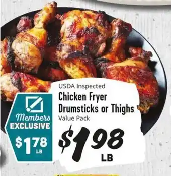 Brookshire Brothers Chicken Fryer Drumsticks or Thighs offer