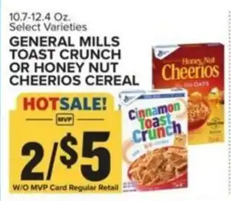 Food Lion GENERAL MILLS TOAST CRUNCH OR HONEY NUT CHEERIOS CEREAL offer