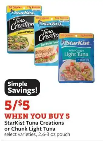 Fareway Starkist Tuna Creations or Chunk Light Tuna offer