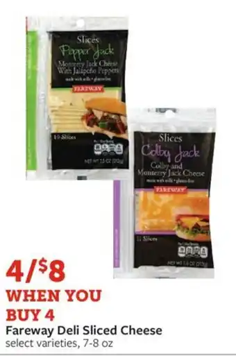 Fareway Deli Sliced Cheese select varieties, 7-8 oz