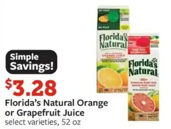 Fareway Florida's Natural Orange or Grapefruit Juice offer