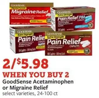 Fareway GoodSense Acetaminophen or Migraine Relief offer