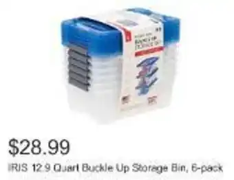 Costco IRIS 12.9 Quart Buckle Up Storage Bin, 6-pack offer