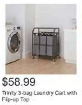 Costco Trinity 3-bag Laundry Cart with Fip-up Top offer
