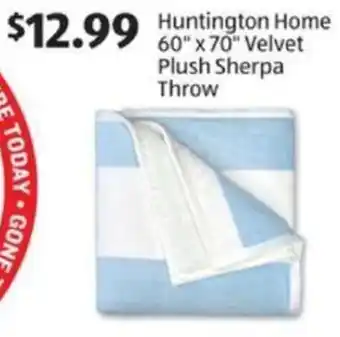 Aldi Huntington Home 60" x 70" Velvet Plush Sherpa Throw offer
