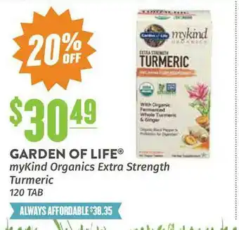Natural Grocers Garden Of Life® MyKind Organics Extra Strength Turmeric 120 Tab offer