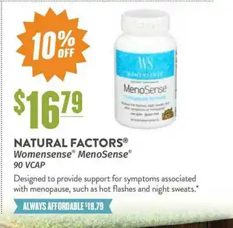 Natural Grocers Natural Factors® Womensense® MenoSense® 90 VCAP offer