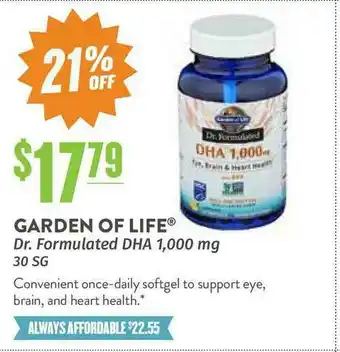 Natural Grocers Garden Of Life® Dr. Formulated DHA 1,0000 Mg 30 SG offer
