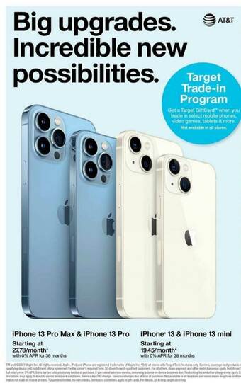 Target Iphone 13 Pro Max & Iphone 13 Pro, Iphone 13 & Iphone 13 Mini offer