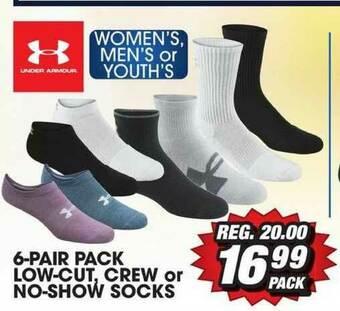 Big 5 6-Pair Pack Low-Cut, Crew Or No-Show Socks offer
