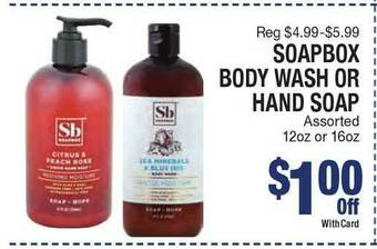 Kinney Drugs Soapbox Body Wash Or Hand Soap offer