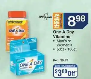 Kinney Drugs One A Day Vitamins Men's Or Women's offer