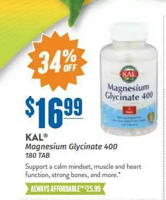 Natural Grocers Kal® Magnesium Glycinate 400 180 Tab offer