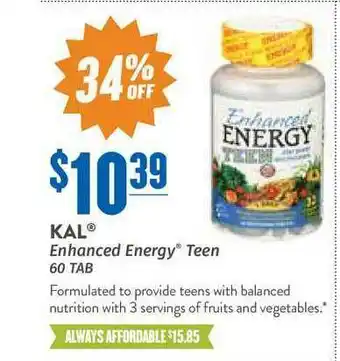 Natural Grocers Kal® Enhanced Energy® Teen 60 Tab offer